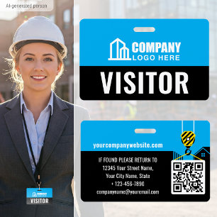 Badge Carte de visite chantier de construction logo bleu