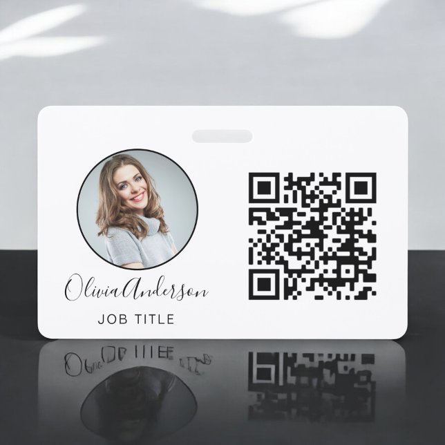 Badge Carte de visite professionnelle avec code QR blanc (Créateur téléchargé)