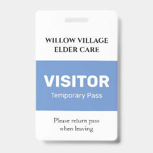 Badge Carte de visiteur temporaire bleue pour hôpital et
