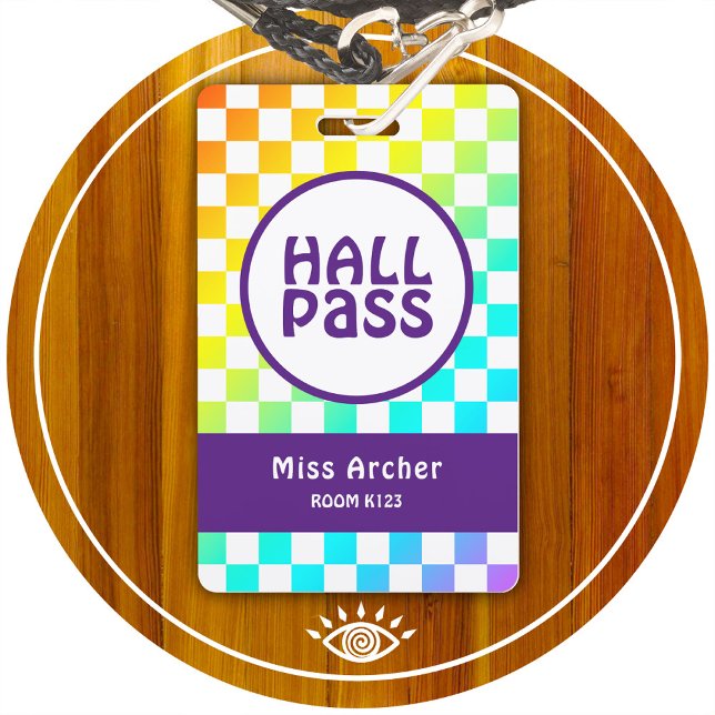 Badge Carte d'enseignant personnalisée Hall Pass Salle d (Créateur téléchargé)