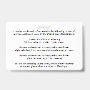 Badge Carte des droits et privilèges légaux