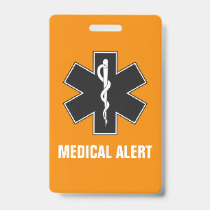Badge Carte d'ID d'alerte médicale personnalisée et de c