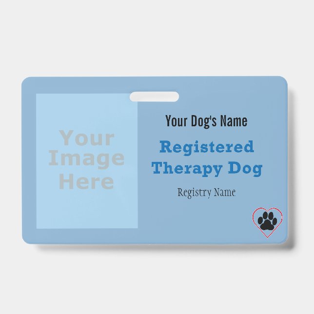 Badge Carte d'identification de chien de thérapie avec l (Avant)