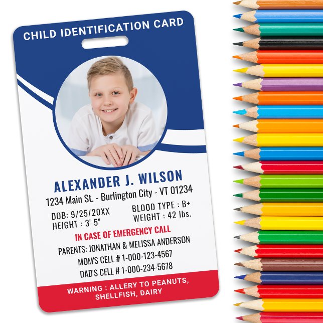 Badge Carte d'identification personnalisée pour enfants  (Créateur téléchargé)