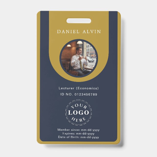 Badge Carte d'identification professionnelle bleue marro (Avant)