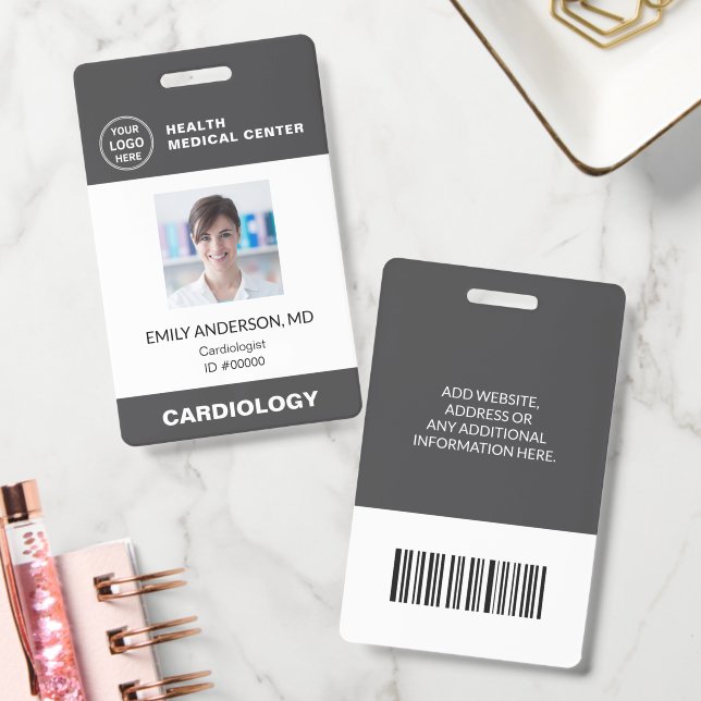 Badge Carte d'identité à code-barres gris pour employé d (Bureau)