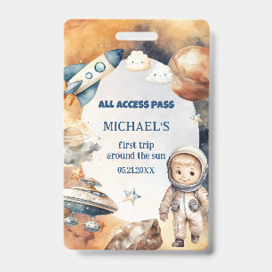 Badge Carte d'identité astronaute premier voyage autour