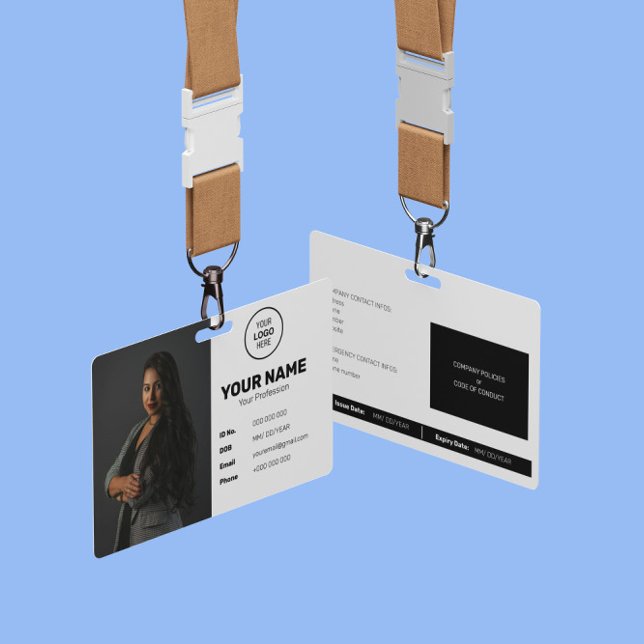 Badge Carte d'identité avec code-barres et photo d'emplo (Créateur téléchargé)