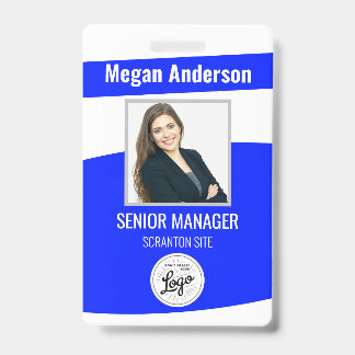 Badge Carte d'identité avec photo de l'employé bleu