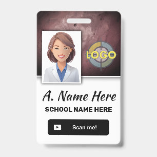 Badge Carte d'identité avec photo de l'enseignant et du