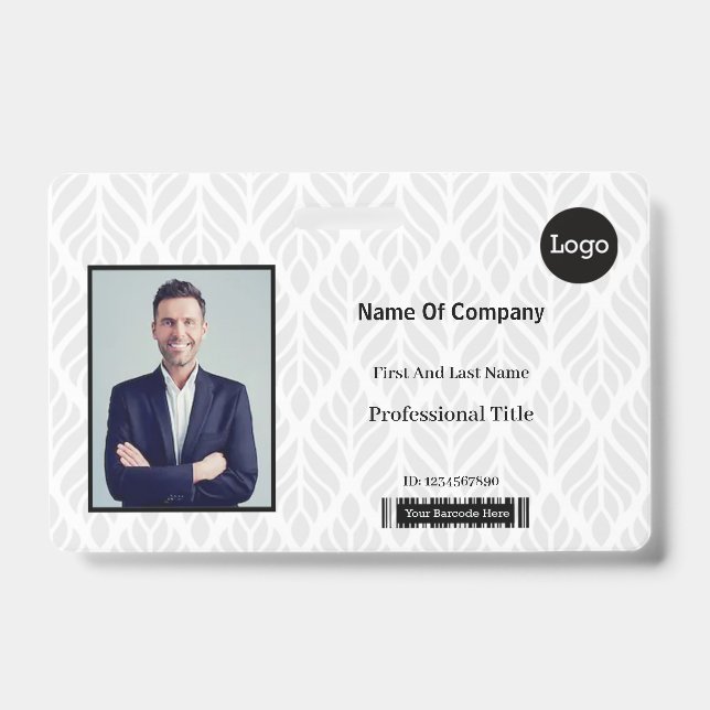 Badge Carte d'identité avec photo en gris et blanc (Avant)