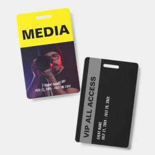 Badge Carte d'identité Black & Yellow Media All Access