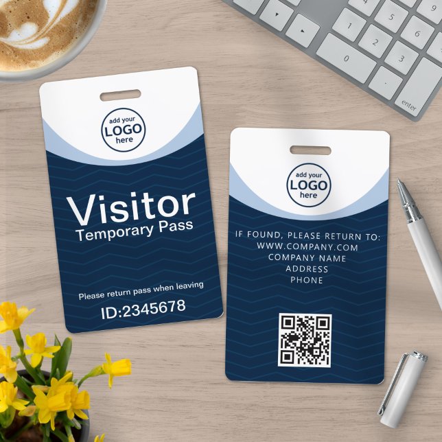 Badge Carte d'identité Blue Corporate Visitor Pass avec  (Créateur téléchargé)