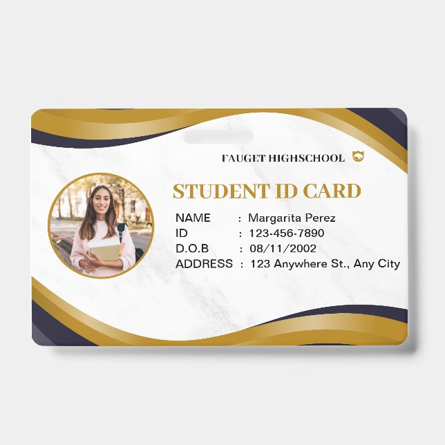 Badge Carte d'identité Brown et blanche pour les écoles  (Front)