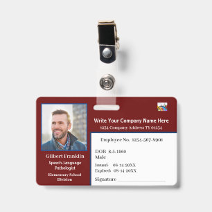 Badge Carte d'identité Code-barres Photo