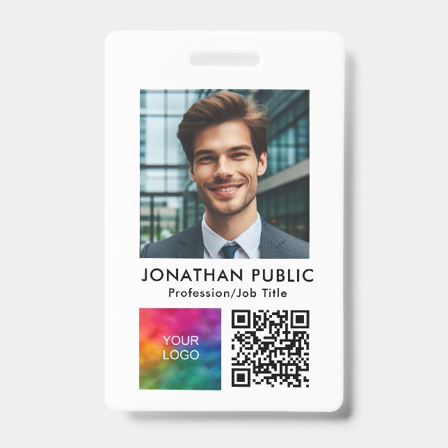 Badge Carte d'identité Code QR du logo de l'entreprise p (Avant)
