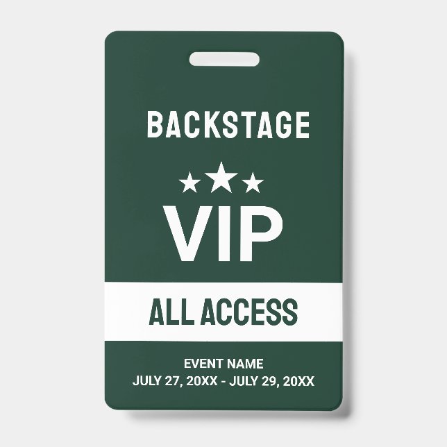 Badge Carte d'identité de carte d'accès VIP verte - Back (Avant)