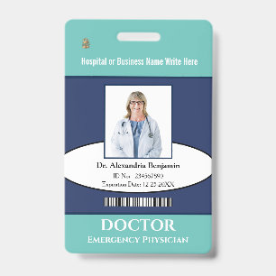 Badge Carte d'identité de docteur avec nom personnalisé 