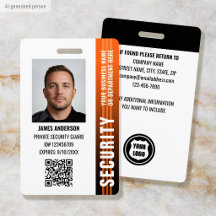 Carte d'identité de garde de sécurité professionne