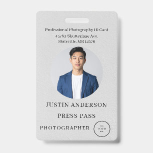 Badge Carte d'identité de journaliste de presse photogra