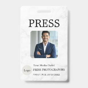 Badge Carte d'identité de journaliste de presse photogra