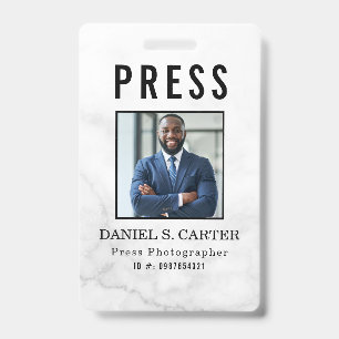 Badge Carte d'identité de journaliste photographe de pre