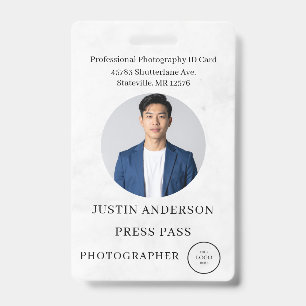 Badge Carte d'identité de journaliste photographe de pre