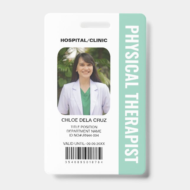 Badge Carte d'identité de kinésithérapeute en teal pour  (Avant)