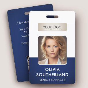 Badge Carte d'identité de l'employé avec code QR et logo