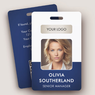 Badge Carte d'identité de l'employé avec code QR et logo