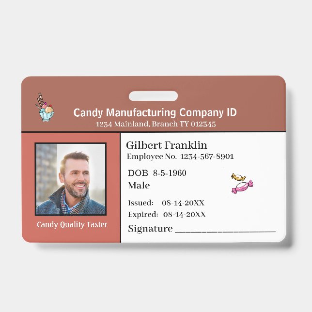 Badge Carte d'identité de l'employé avec photo personnal (Avant)
