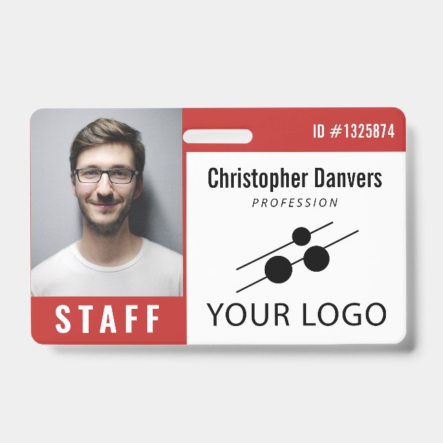 Badge Carte d'identité de l'employé blanc rouge photo et (Avant)