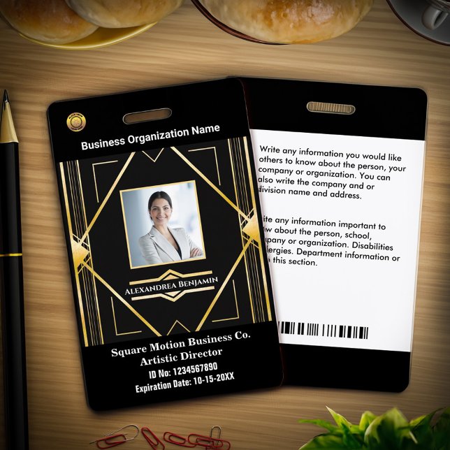 Badge Carte d'identité de l'employé de l'entreprise avec (Business Company Employee Photo Logo Bar Code ID Badge is elegant and modern for employees. )