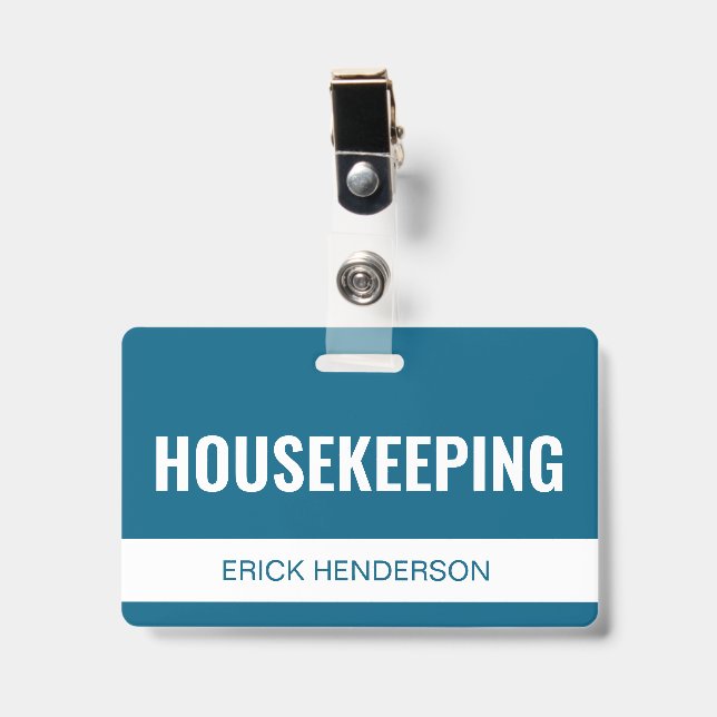 Badge Carte d'identité de l'employé de ménage de l'hôtel (Avant avec clip)
