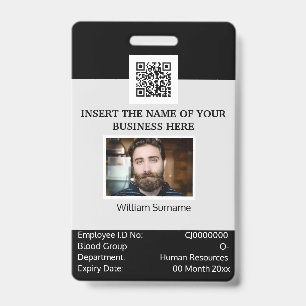 Badge Carte d'identité de l'employé PERSONNALISÉ mod