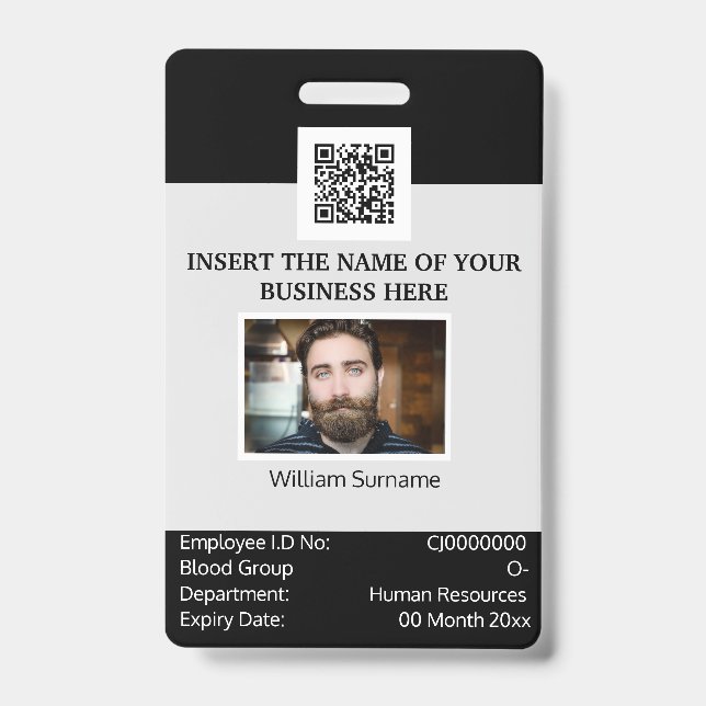 Badge Carte d'identité de l'employé PERSONNALISÉ modèle  (Avant)