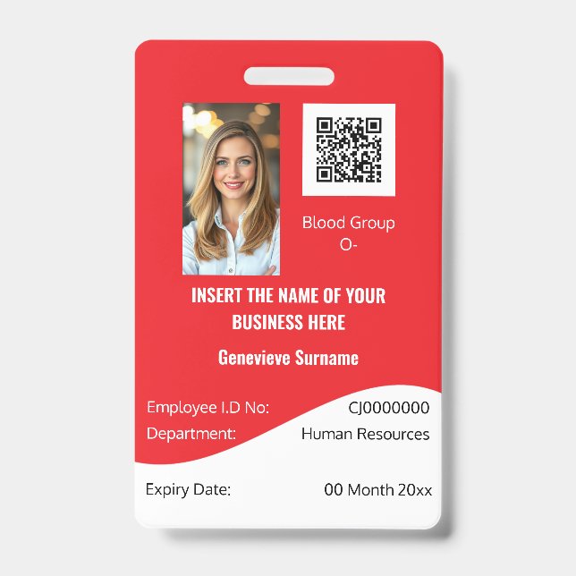 Badge Carte d'identité de l'employé PERSONNALISÉ modifia (Avant)