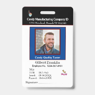 Badge Carte d'identité de l'employé Photo personnalisé