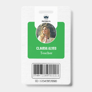 Badge Carte d'identité de l'enseignant simple   Green Co