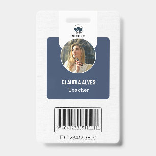 Badge Carte d'identité de l'enseignant simple   Navy Col