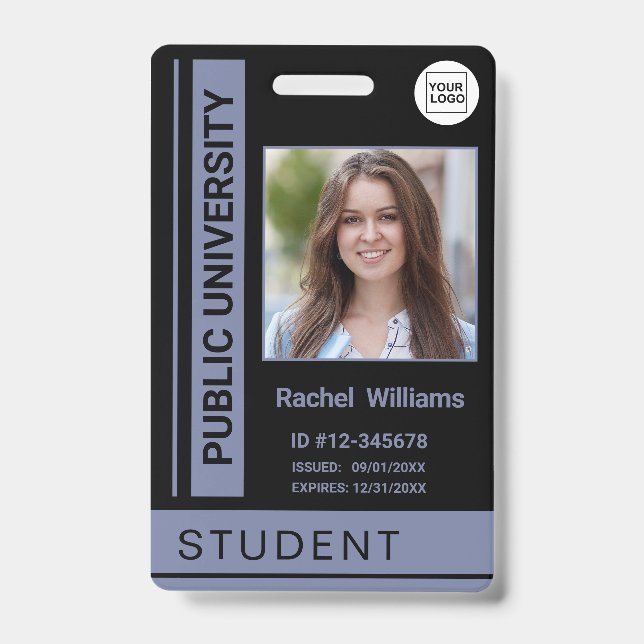 Badge Carte d'identité de l'étudiant université bleu pou (Avant)