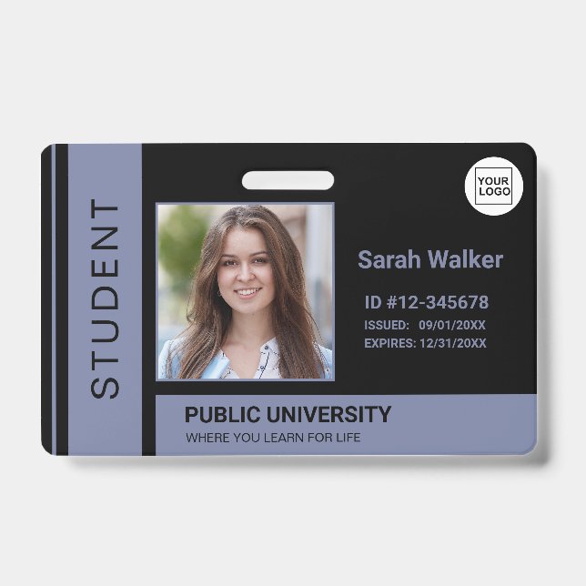 Badge Carte d'identité de l'étudiant université bleu pou (Avant)