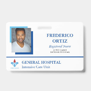 Badge Carte d'identité de l'hôpital Bleu & Blanc Votre l