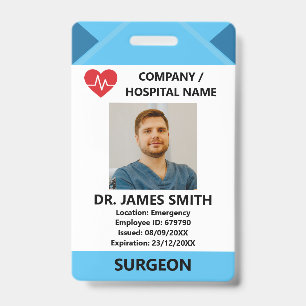 Badge Carte d'identité de médecin d'hôpital avec photo e