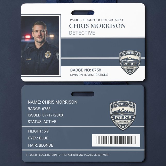 Badge Carte d'identité de policier avec photo pour force (Créateur téléchargé)