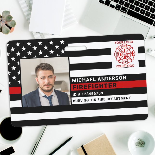 Badge Carte d'identité de pompier personnalisée avec pho (Créateur téléchargé)
