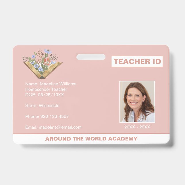 Badge Carte d'identité de professeur d'école à domicile  (Avant)
