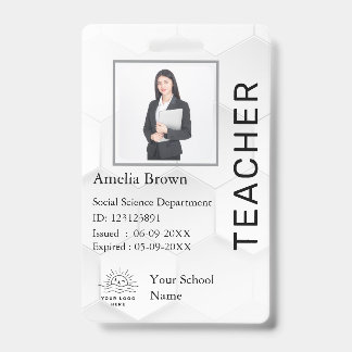 Badge Carte d'identité de professeur Nom École Modèle Ph