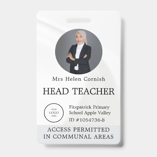 Badge Carte d'identité de professeur Nom École Modèle Ph (Avant)