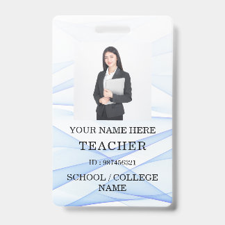 Badge Carte d'identité de professeur Nom École Modèle Ph